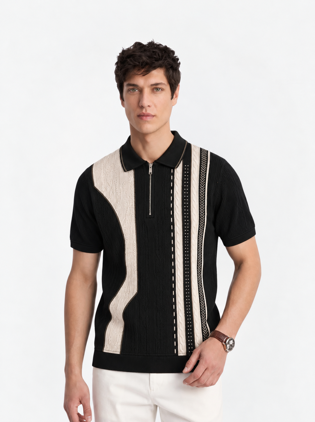 Off-White Texture Stripes Polo