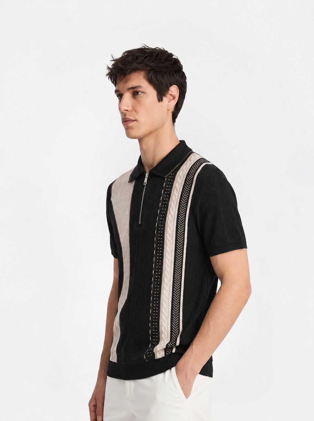 Off-White Texture Stripes Polo