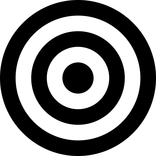 Circular target with concentric black and white rings on a white background