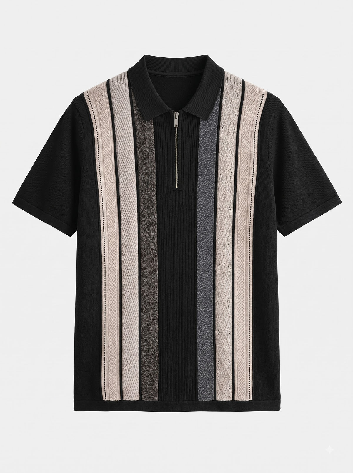 Grey textured stripe polo by blakc