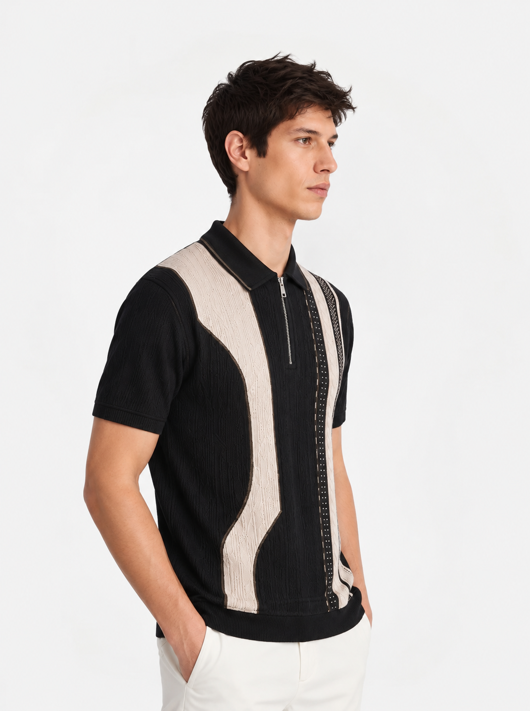 Off-White Texture Stripes Polo