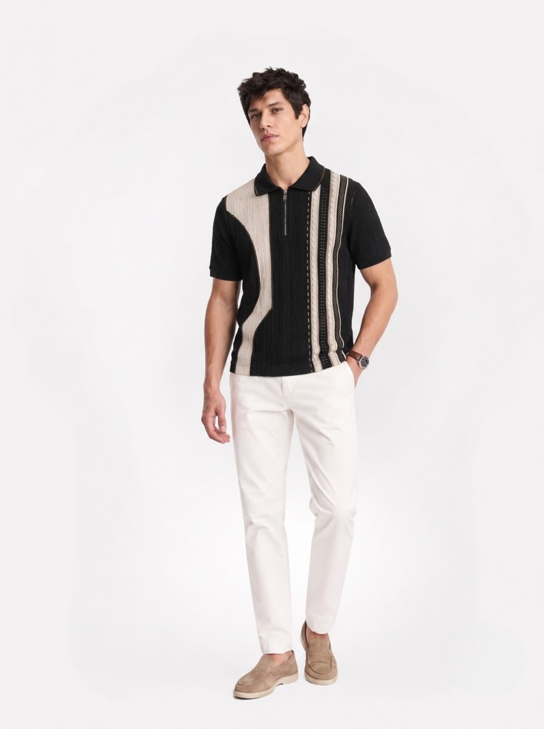 Off-White Texture Stripes Polo